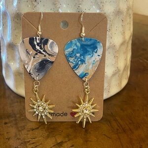 Blue and Gold Starburst Earrings